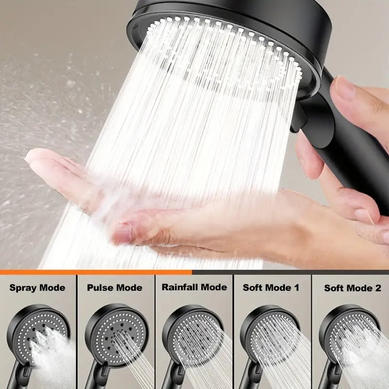 Black Panel Pressurized Handheld Shower Head