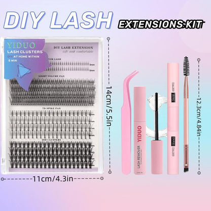 False Eyelashes Kit, 1 Box DIY Eyelash with Tweezers & Eyelash Sealant